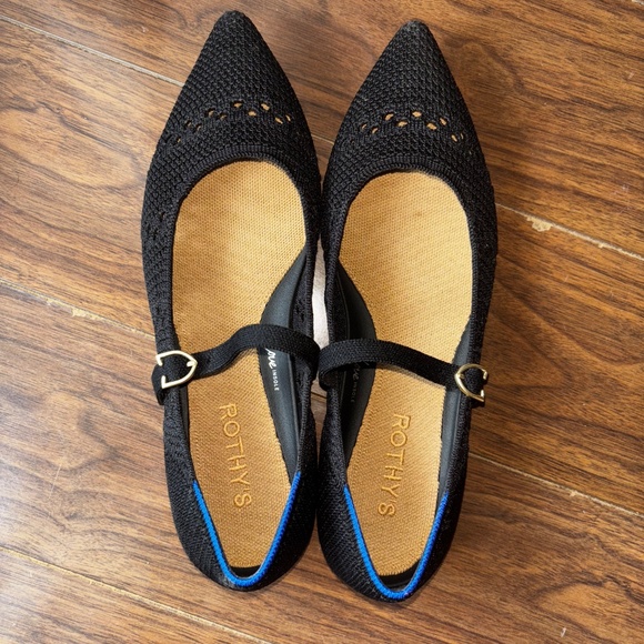 Rothy's The Point Mary Jane II Pointed Toe Flats in Black Crochet - Picture 2 of 8